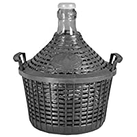 HOME Damajuana con Cesta- Vidrio-Plástico- Beis- 15 litros